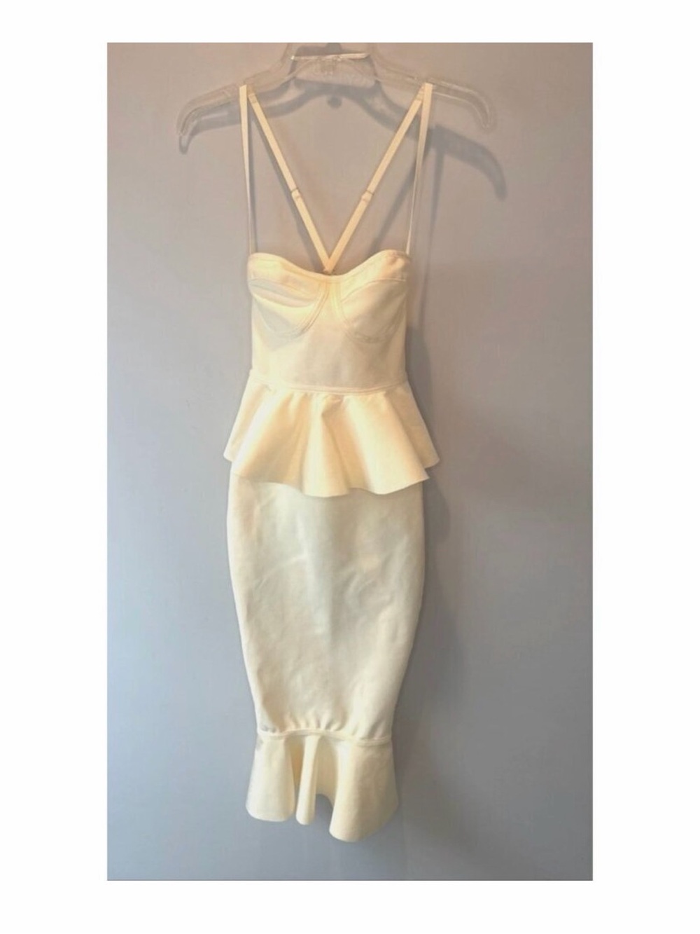 Pretrylittlethings Strappy Peplum Frill Hem Bandage Midi Dress